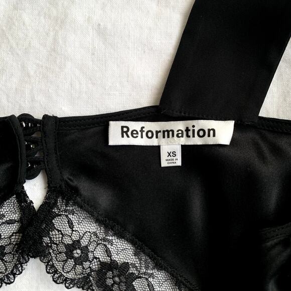 Reformation Provence Silk Lace Cut Out Open Back Midi Maxi Dress Black - Picture 11 of 16